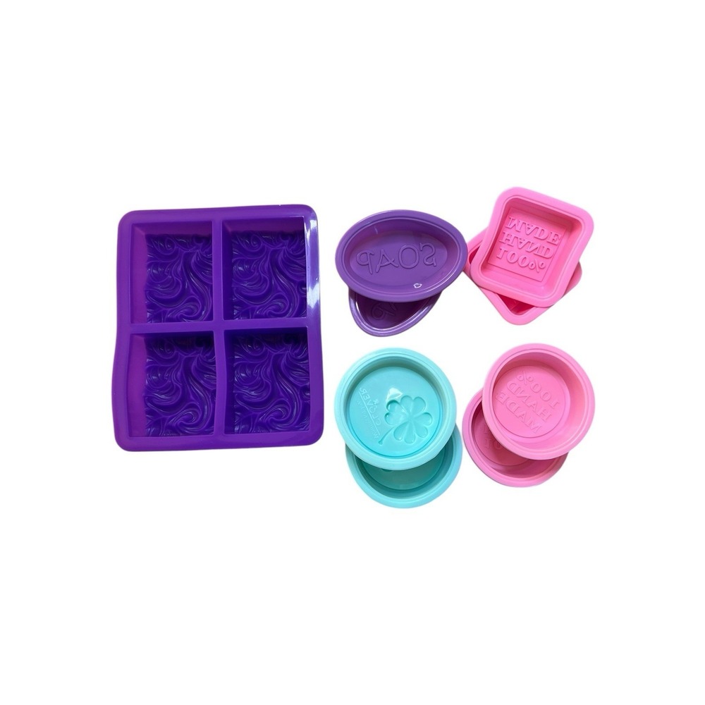 9‎ Piece Set Silicone Molds Rectangle Oval Round Square Waves Words Soap Baking